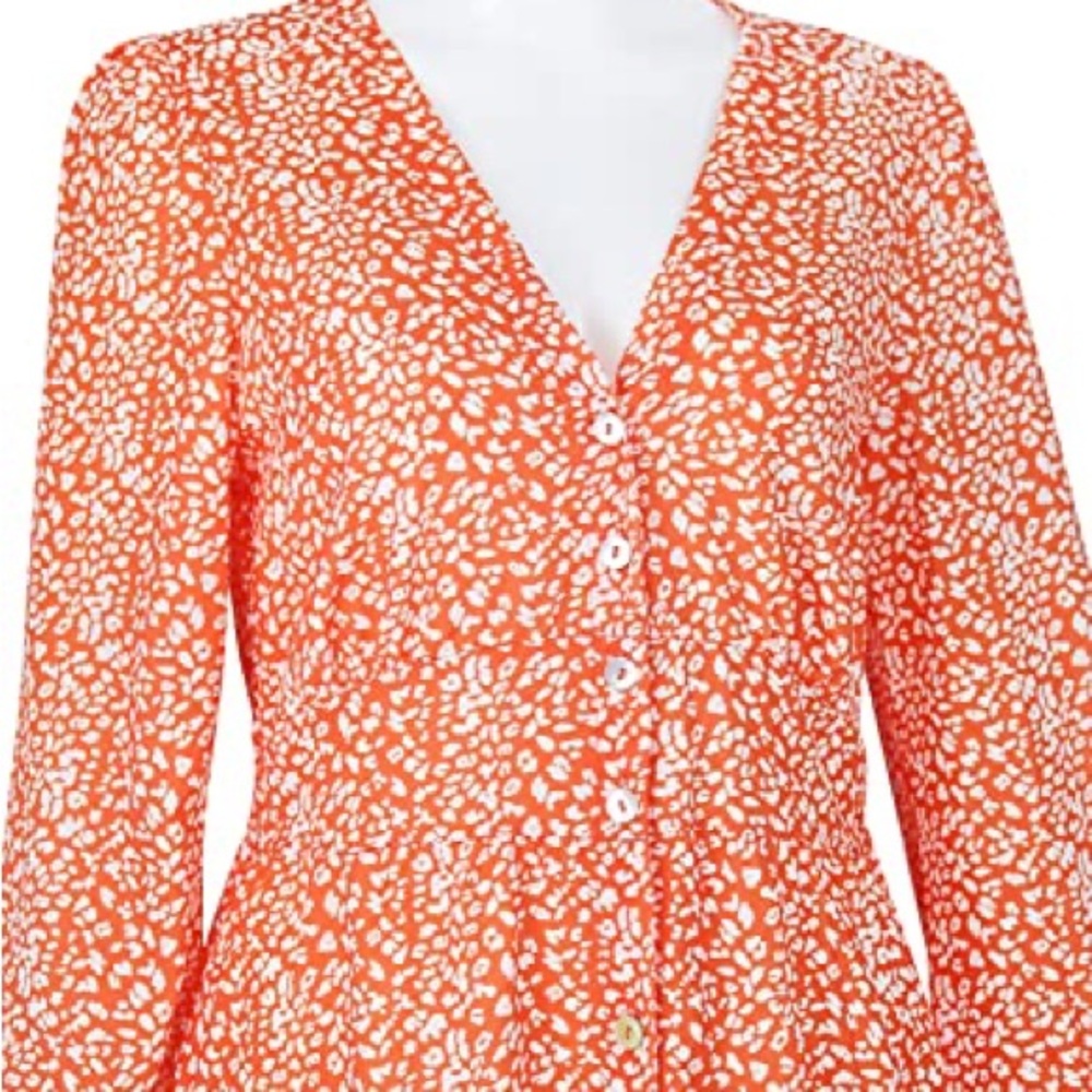 Orange Floral Midi Dress